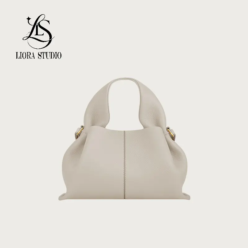 Women's Everyday Cloud Bag, Minimalist Pebbled Leather Slouchy Handbag, Feminine Aesthetic Crossbody Purse Bag with Top Handle, Leather Accent Shoulder, Bonded Leather