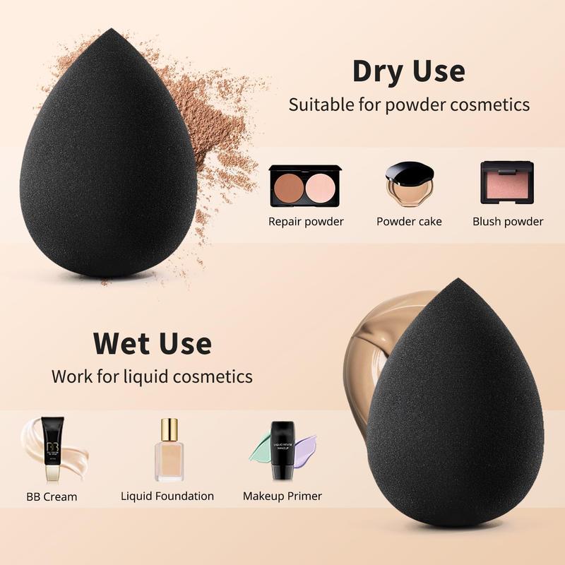 Makeup Sponge Set, 5 Pcs Foundation Blending Sponge, Beauty Sponges Flawless for Liquid, Cream, and Powder, Latex-Free and Vegan Boun Boun Makeup Sponges, Black