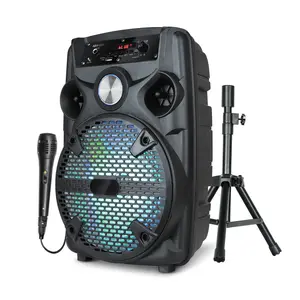 Dazone 8 Inch Woofer Portable Bluetooth Speaker with Microphone, Stand, Remote & Party Lights TWS USB TF FM Audio Input
