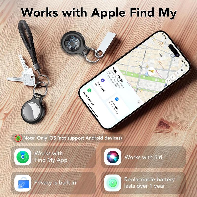 [Valentine's Day] Tukio GPS Tracker for Cars & Pets (iOS Only)- Mini Clear Design, Weatherproof Case, Anti-Lost Device, Works with Apple Find My (iOS Only), No Monthly Fees, IP67 Waterproof, Replaceable Battery Remote