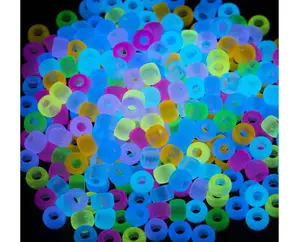 1000 Pcs Acrylic 9 Color Pony Beads 6x9mm Bulk Glow in The Dark for Necklace, Friendship Bracelet Making, Hair Braids Kandi