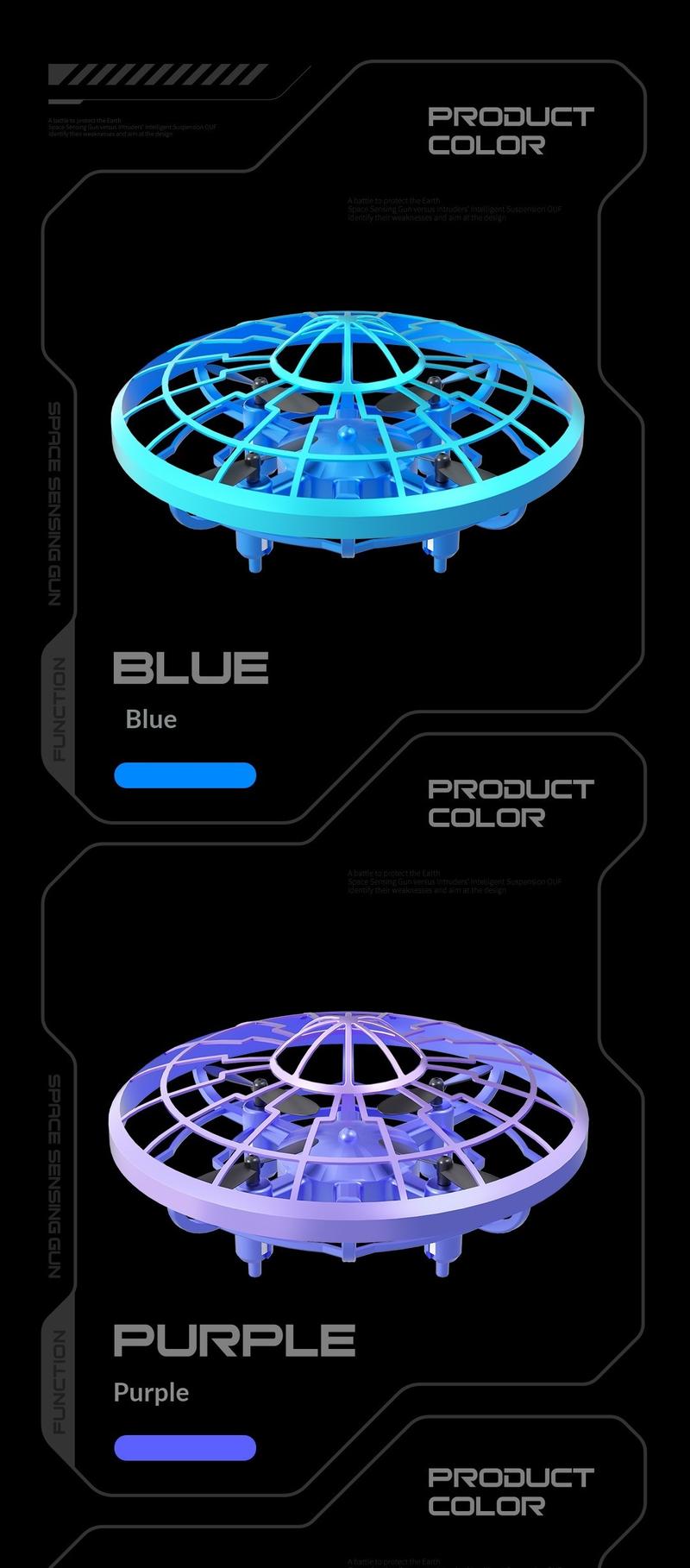 RC Shooting Sensor Flying Disc Drone Toy – Smart Hover Quad-Copter with Obstacle Avoidance, LED Light-Up Stunt Drone, Interactive Electronic Shooting Game Flying Toy for Kids & Adults, Indoor Mini Drone Gift