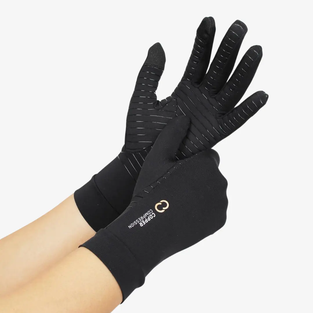 Copper Compression Full Finger Gloves | Touchscreen Friendly Hand Support
