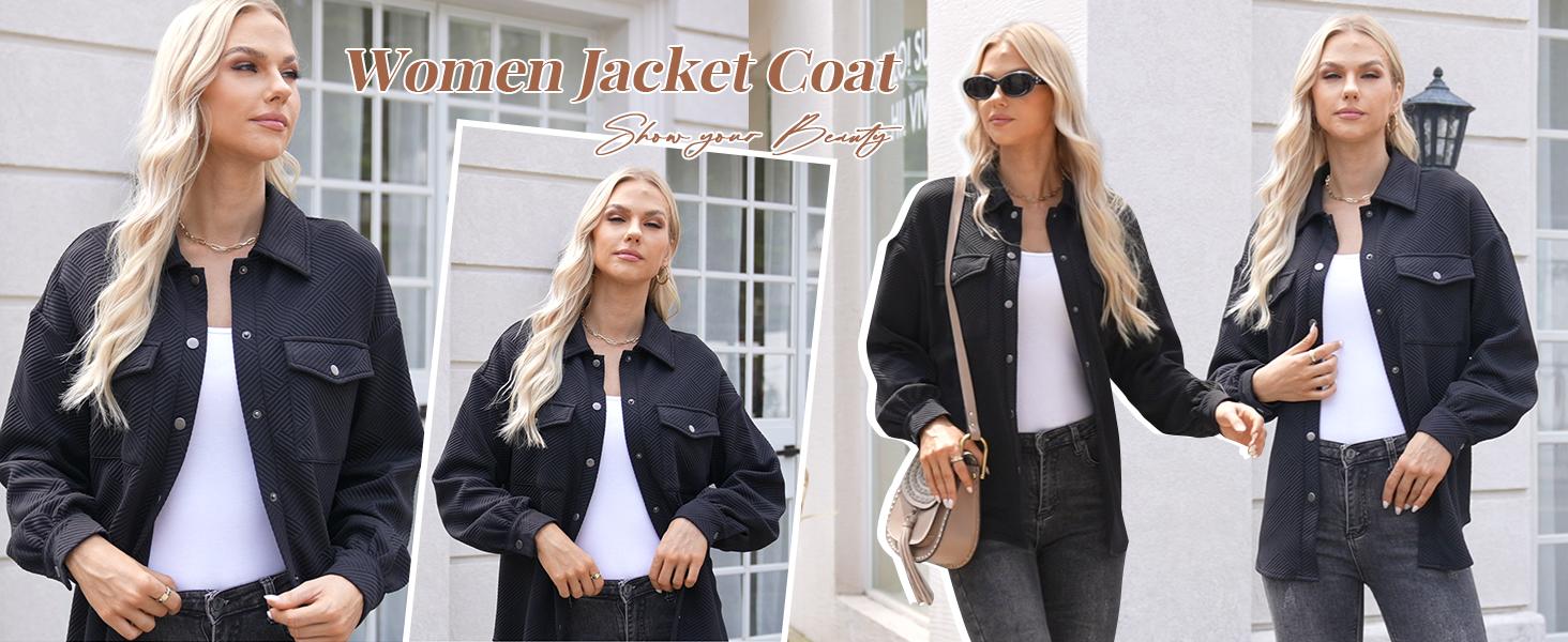 Live Women's Flannel Shacket Jacket with Pockets Casual Fall Coat Long Sleeve Button Down Collared Winter Clothes Fit Chic Outfits Thin