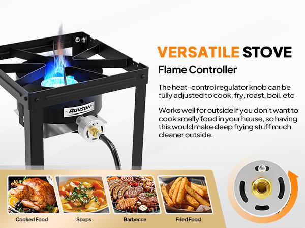 ROVSUN 100,000 BTU Propane Stove with Foldable Side Shelf, Single Burner Gas Stove for Outdoor Cooking with Regulator, Perfect for Camping, Tailgating, Turkey Frying, Seafood Boiling & Home Brewing,TikTokShopBlackFriday