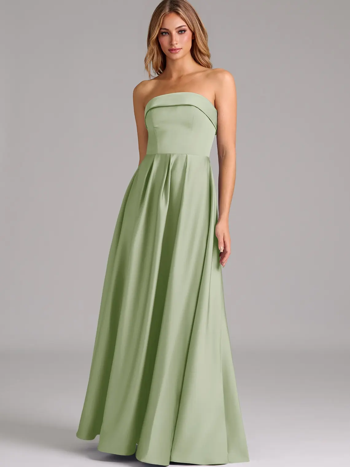 Azazie Lucienne A-Line Strapless Pleated Convertible Wedding Guest Evening  Satin Dress - TikTok Shop
