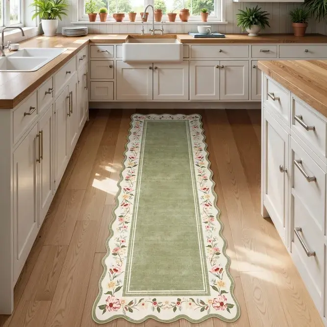 Lahome 2'x6' Vintage Floral Runner Rug - Machine Washable, Non-Slip, Soft Low-Pile Thin Foldable Carpet for Entryway Decor, Vintage Home Decor, Apartment Accessories (Aesthetic Rugs)