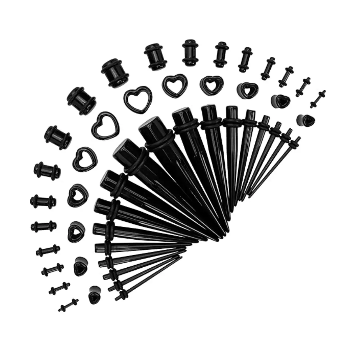 48-Piece Acrylic Gauge Kit for Ear Stretching, Body Jewelry Set with Tapers, Plugs, and Heart Tunnels, 14G-0000G Sizing for Beginners, 48 Pieces, Beginners And Experienced Users, Daily, Sets, Elegant