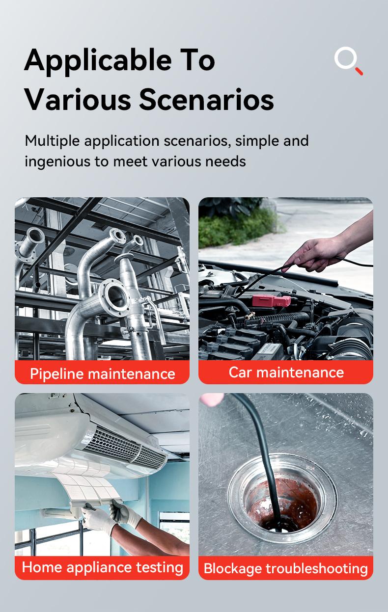 Two-Way Articulating Borescope with Light HD Inspection Endoscope Camera 8mm 1080P 8 LEDs 1m Cable Flexible Mechanic Fiber Optic Snake Scope Cam for Wall Automotive Engine Inspection Alternator Tester