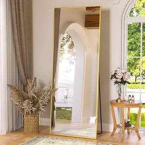 Full Length Mirror Wall Mirror 64" x 21" Gold Aluminum Alloy Frame Full Body Mirror Standing Mirror Floor Mirror for Living Room Bedroom Hallway Dressing Decor