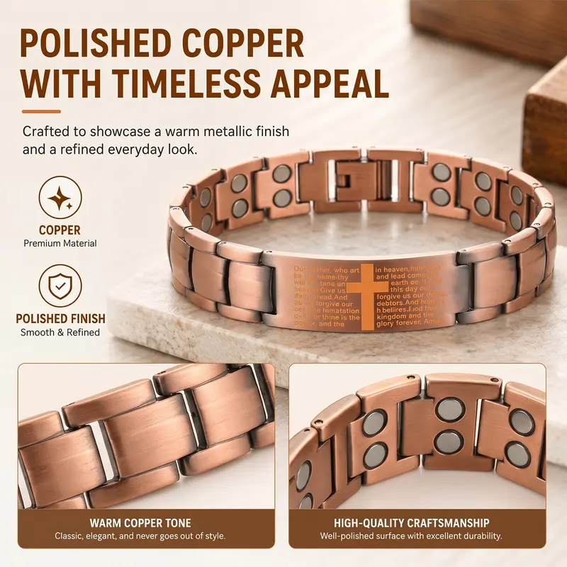 YLNWH Copper Magnetic Therapy Bracelet for Men & Women, 3X Ultra Strength Magnetic Bracelets, Copper with 3500 Gauss Neodymium Magnets, Eliminate Static Electricity, Magnetic Field Therapy Jewelry YLNWH Copper Magnetic Therapy Bracelet for Men & Women, 3X Ultra Strength Magnetic Bracelets, Copper with 3500 Gauss Neodymium Magnets, Eliminate Static Electricity, Magnetic Field Therapy Jewelry
