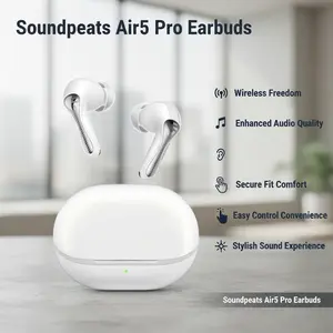 SoundPEATS Air5 Pro Wireless Bluetooth 5.4 Earphones Multi-point Connectivity Dual Microphones ENC Noise Cancellation Gaming Mode IPX5 Water Resistance
