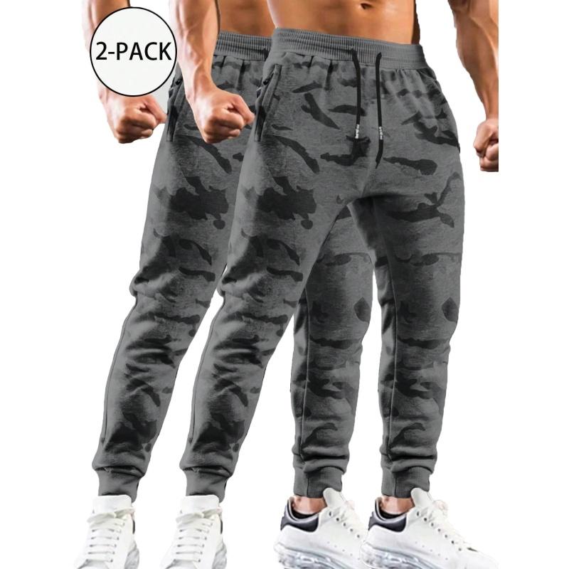 Men's camouflage casual sports pants, simple and versatile long pants suitable for all seasons, featuring pockets and an elastic waistband, breathable material, lightweight pants, loose fit, all-season wear, office casual