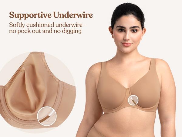 HSIA Esme Minimizer Bras for Women Plus Size Full Coverage No Padding Unlined T Shirt Bra Seamless Underwire Cool Comfort Daily Bras