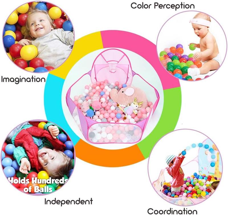 Christmas Gift for Kids Large 4FT Pink Ball Pit Tent with Basketball Hoop Pop Up Playhouse for Toddlers Indoor Outdoor Playpen with Zipper Bag Balls Not Included Christmas Gift for Kids Large 4FT Pink Ball Pit Tent with Basketball Hoop Pop Up Playhouse for Toddlers Indoor Outdoor Playpen with Zipper Bag Balls Not Included