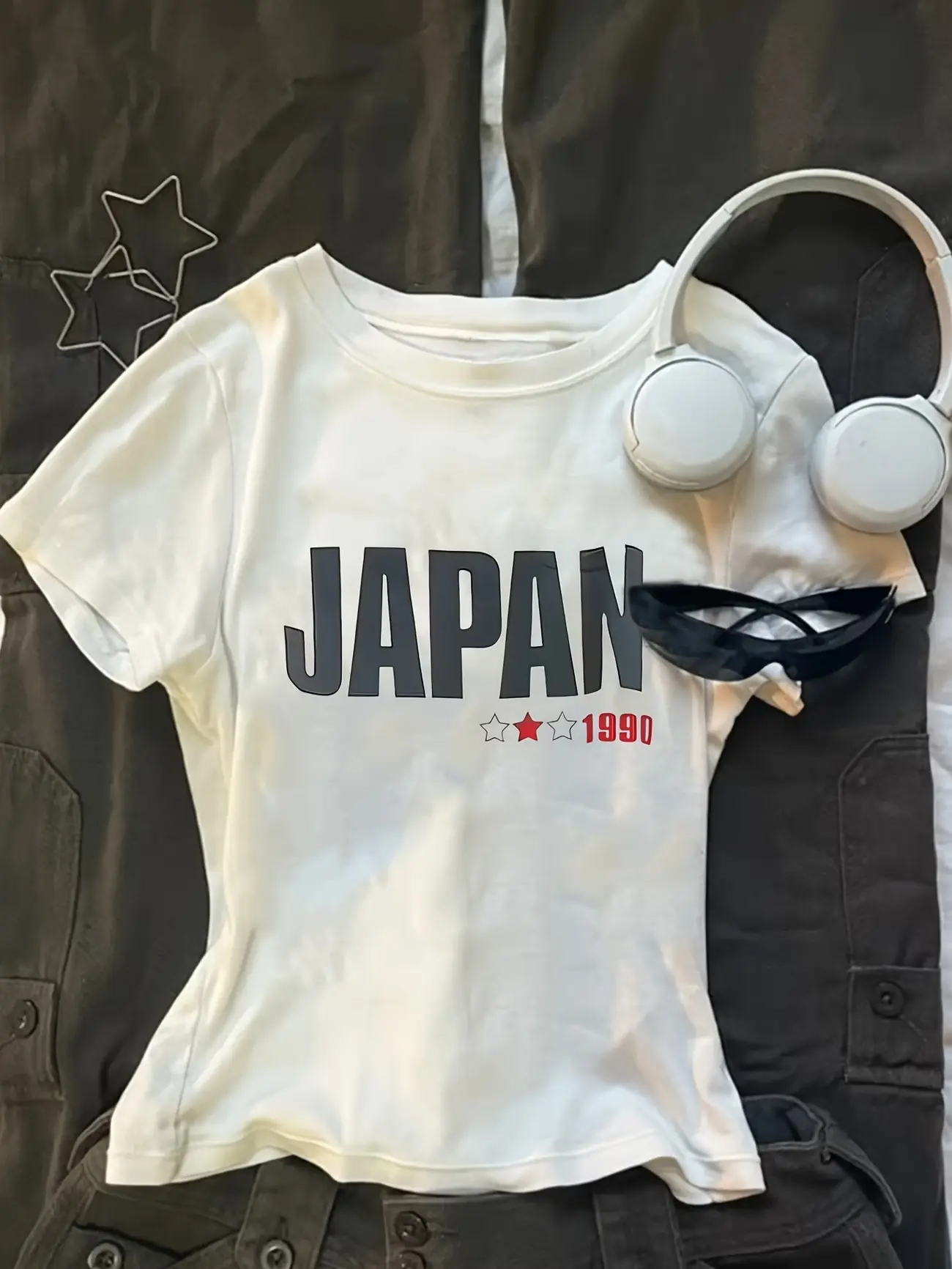 One-Piece Women'S Casual Baby Tees | Japan 1990 Star Print, Creative Minimalist Design, Versatile Summer Wear Aesthetic Clothing Woman Clothes Gothic 90s Vintage Clothes Kpop Emo Vintage Kpop Goth EmoY2k Kawaii Clothes for Women Anime Emo