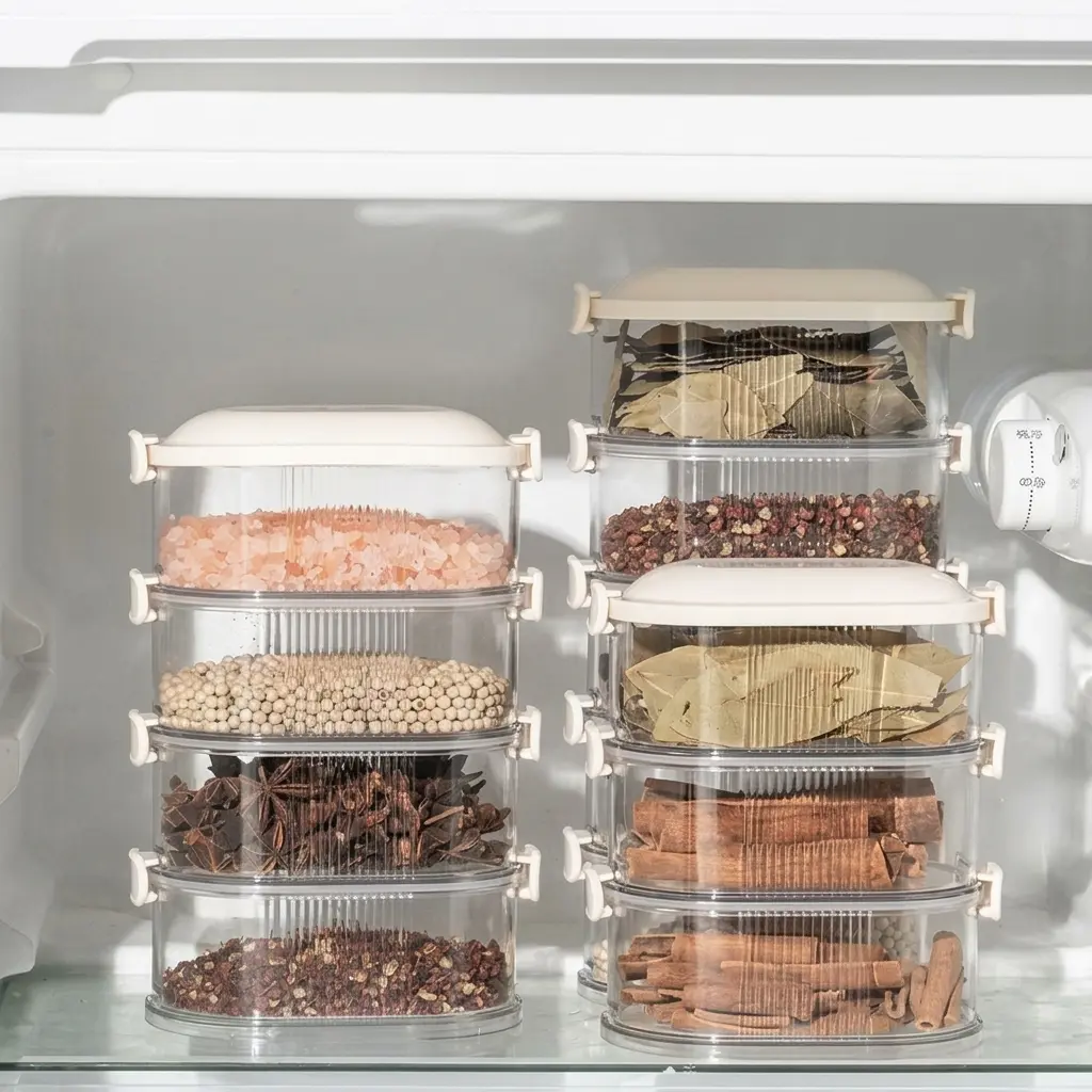 Kitchen spice storage box for storing seasoning jars - high-end storage box for household use - large spice container for storing seasonings - storage box for sealed jars