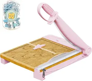 SyntpNovo 12 Inch Heavy Duty Paper Cutter, Wood Guillotine Paper Cutter & Paper Trimmer, 30 Sheets Capacity Paper Cutting Board for Classroom, Crafting, Cardstock Pink