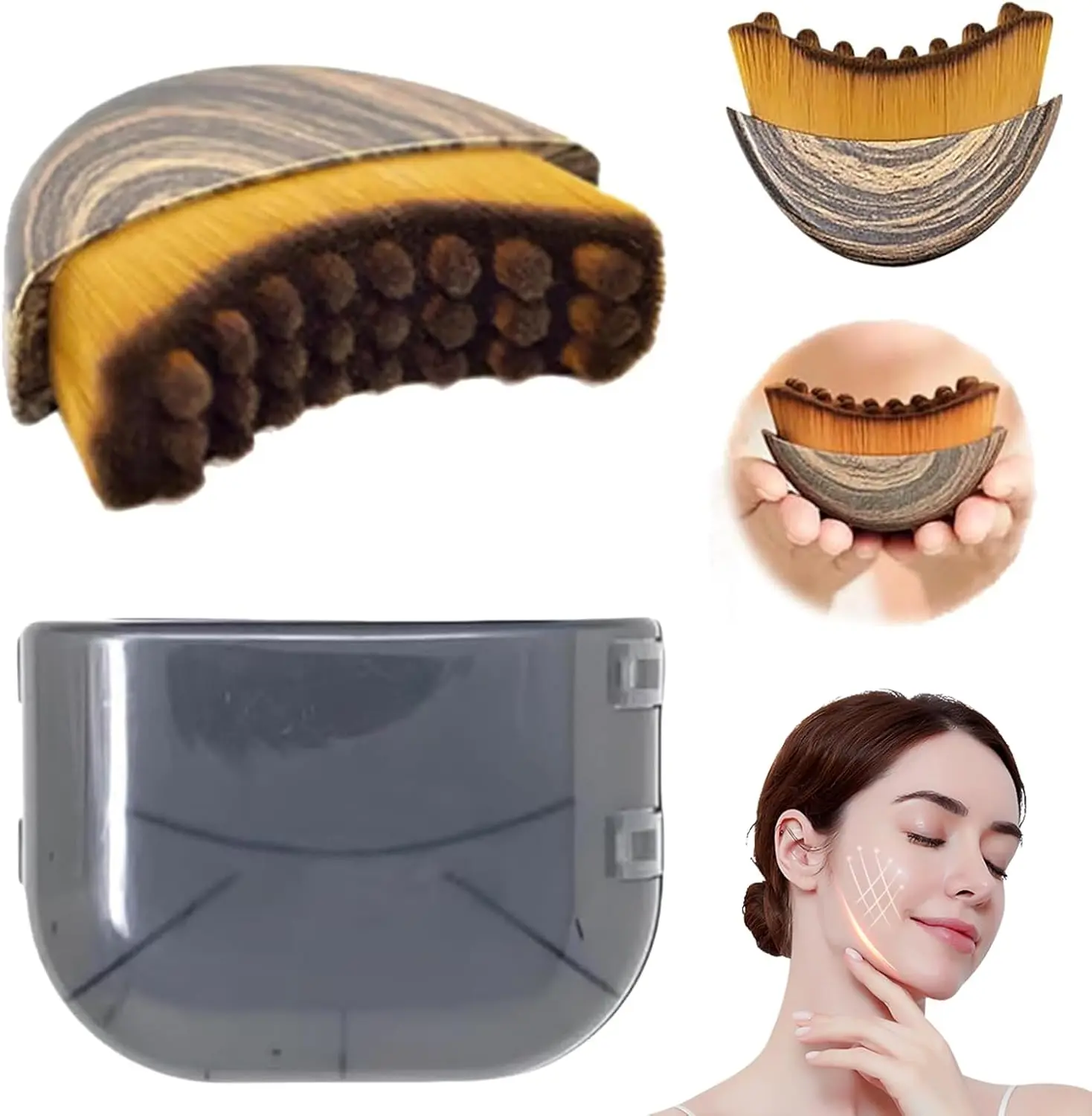 Summervibes Lymphatic Contour Face Brush Gua Sha & Facial Roller Set 4-in-1 Gua Sha Massage Comb for Jawline Sculpting Tension Relief Lymphatic Drainage Anti-Aging Tools for Face Neck Body Daily Firming Unisex Gift