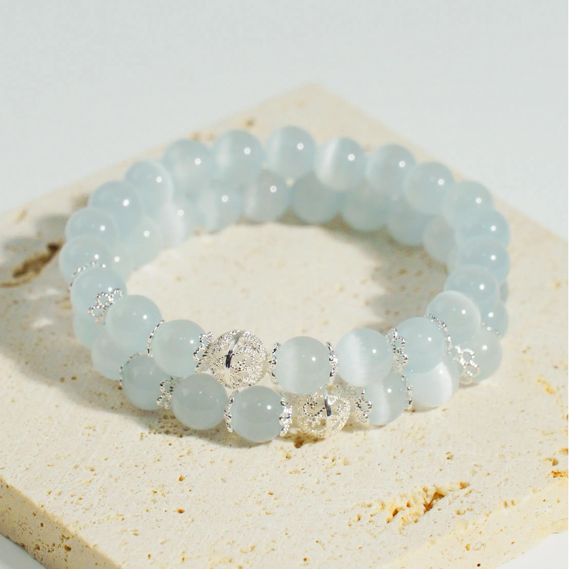8mm Healing Moonstone Crystal Bracelet | June Birthstone for Emotional Balance, New Beginnings, Inner Glow | Trendy Mom Gift Fashion Costume Jewelry