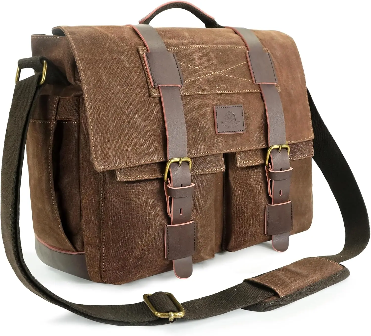 Messenger Bag for Men 14-15.6 Inch Laptop Bag Water-resistant Waxed Canvas Satchel Bag Vintage Briefcase School Work travel Lightweight Large capacity tactical essentials Folding accessories Adjustable Strap Waterproof Father's Day Gift Space