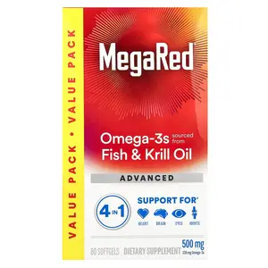 Schiff MegaRed, Omega-3s Fish & Krill Oil, Advanced 4in1, Vanilla, 500 mg, 80 Softgels