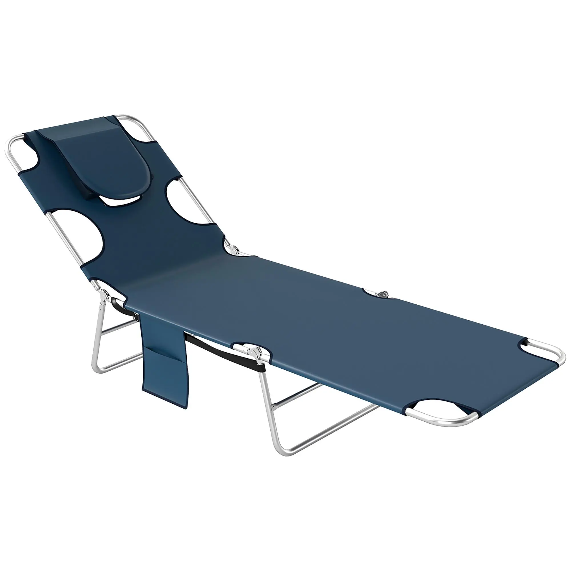 #Summervibes Outsunny Chaise Lounge Chair Outdoor with Face Arm Hole, 5-Position Reclining Face Down Tanning Chair with Carry Strap, Side Pocket, Portable Folding Bed Cot for Patio Beach Pool,summerwins