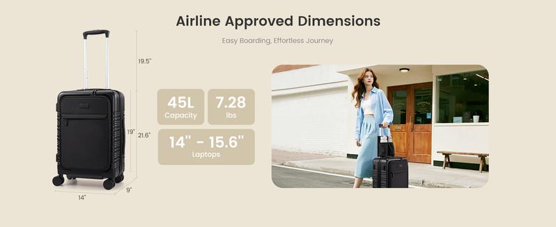 【Valentine's Day Gift】LOVEVOOK Carry On Luggage 22x14x9 Airline Approved with Detachable Pouch, 21 Inch Hardside Suitcases with Spinner Wheels, Lightweight Carry-on Luggage with TSA Lock for Women Men, 2PCS，TikTokShopJumpstartSale