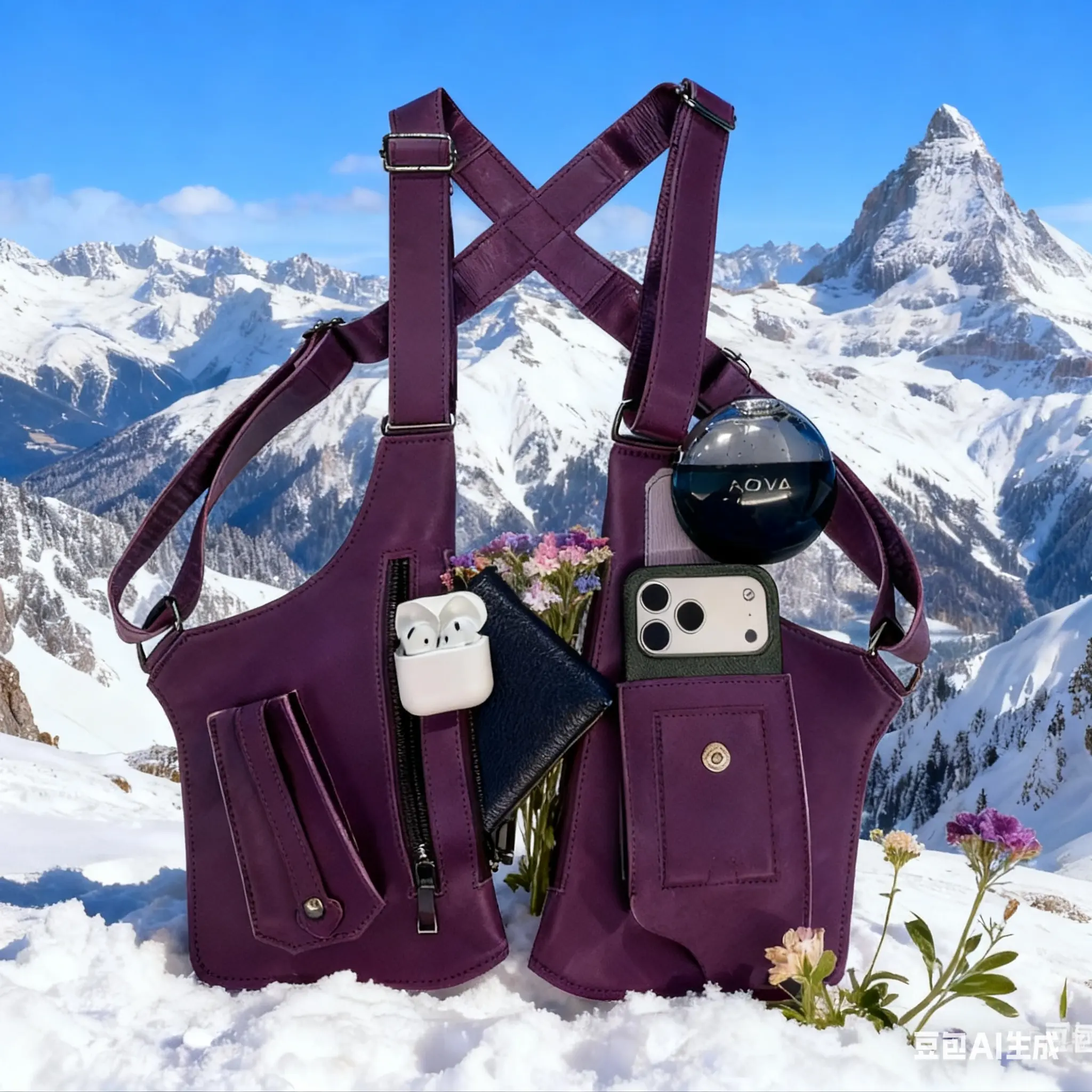 Men's Tactical Lightweight Vintage PU Leather Chest Rig - Gear Ready, Adjustable Straps, Holsters, Built-in Holster, Multiple Pockets, Side Pouch Access, High-Capacity, Zip, EDC Gym to Hiking Use, Made for Hiking Cycling and Gym, Outdoor Sports Accessory