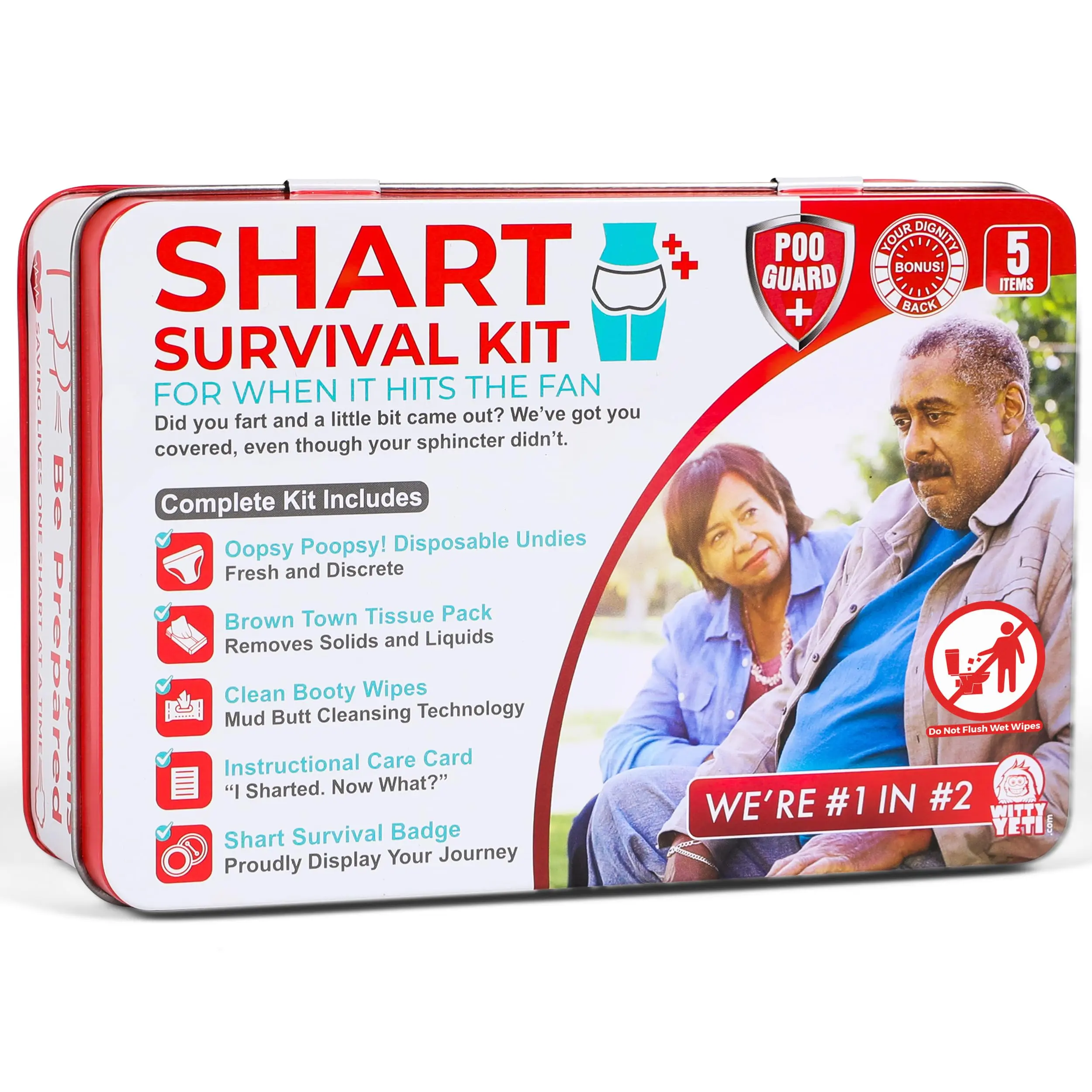 Funny Shart Survival Kit Gag Gift Set Novelty Prank Potty Humor Pack Joke Gift for Friends Family White Elephant Birthday Easter basket Toy Gift with Wet Wipe Ideal Choice Essentials Laugh Hazmat Bag