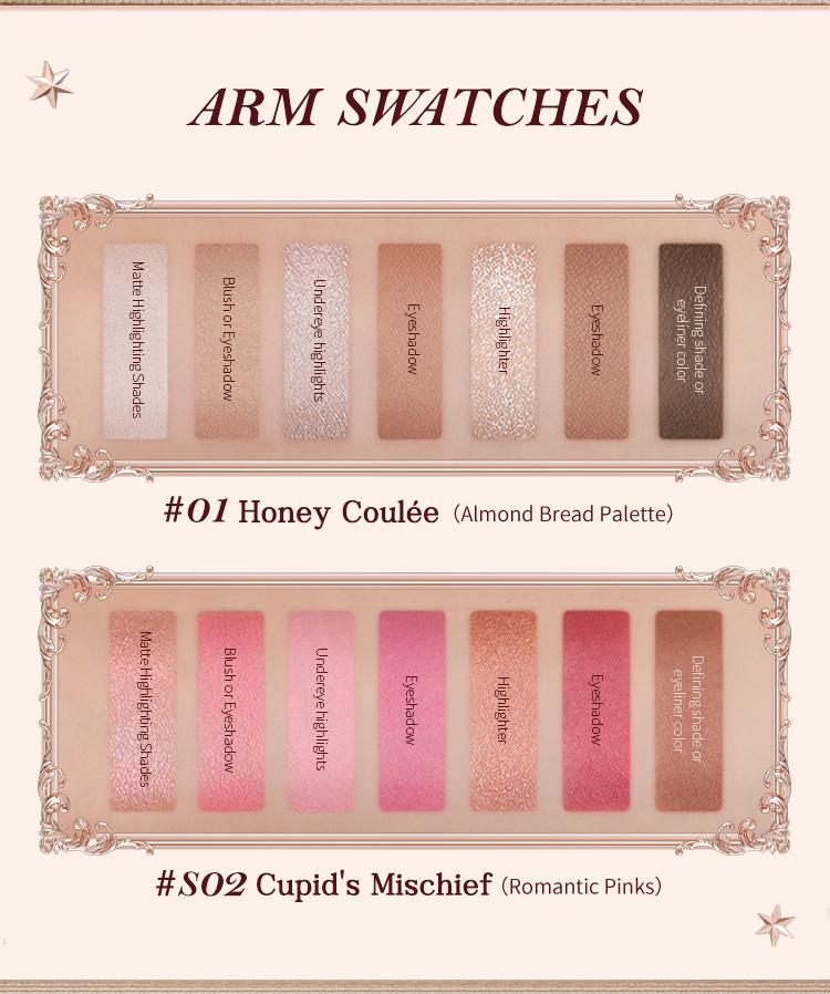 Flower Knows Strawberry Cupid Collection Makeup Palette, Matte, Shimmer, all-in-one Palette, Blush, Longlasting, High Pigment, Ideal For Office, Travel or Date