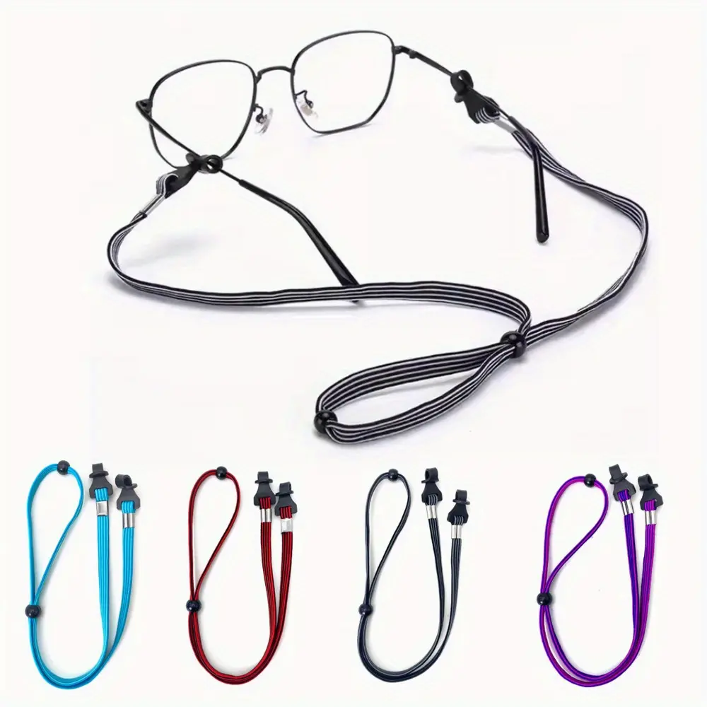 4pcs Elastic Eyeglass Holder Straps - Looped Lanyard Eyewear Retainer Strings for Men, Neck-Hanging Eyeglass Holders with Lanyard, Eyeglass Holders Around Neck, Includes Lanyard