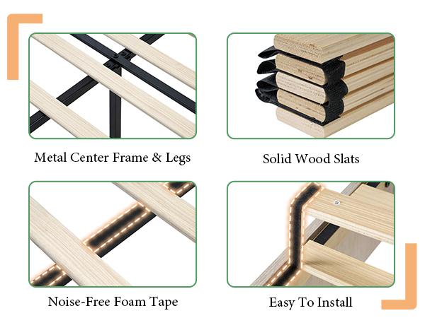 AMERLIFE 51.2" Wood Bed Frame, Rustic Platform Bed with Spliced Headboard, Wood Slats Support/Noiseless/No Box Spring Needed,Best Gift Ideas/Christmas Gifts