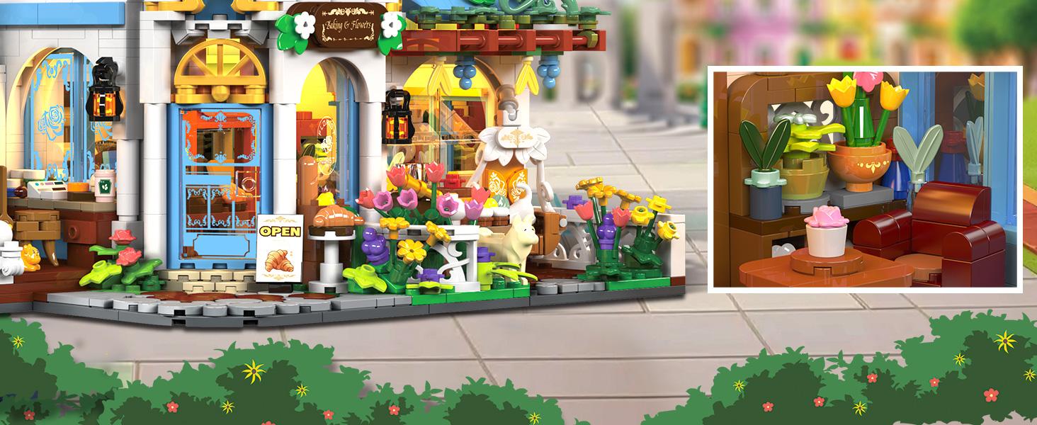 Flower Café House Building Set with LED, 1520 PCS Botanical Coffee Architecture with Openable Design, Floral Bakery Construction Model for Home Decor, Gift for Adults Women Teens Girl Boy 12+ Flower Café House Building Set with LED, 1520 PCS Botanical Coffee Architecture with Openable Design, Floral Bakery Construction Model for Home Decor, Gift for Adults Women Teens Girl Boy 12+