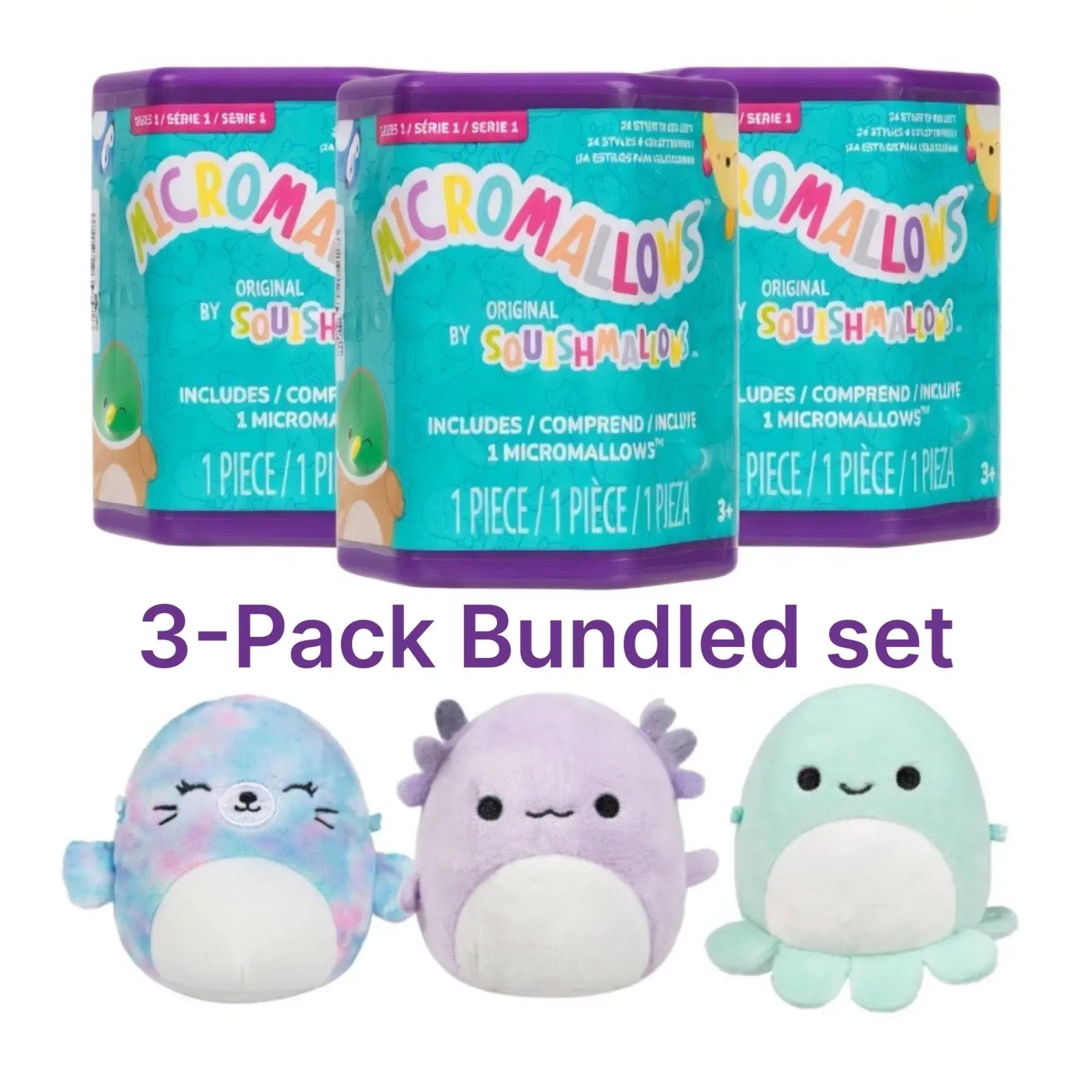 Original Squishmallows™ 2.5 in Micromallows™ Mystery Plush Capsule 3-Pack Bundled Set - 10% Discount, 2.5 Inch