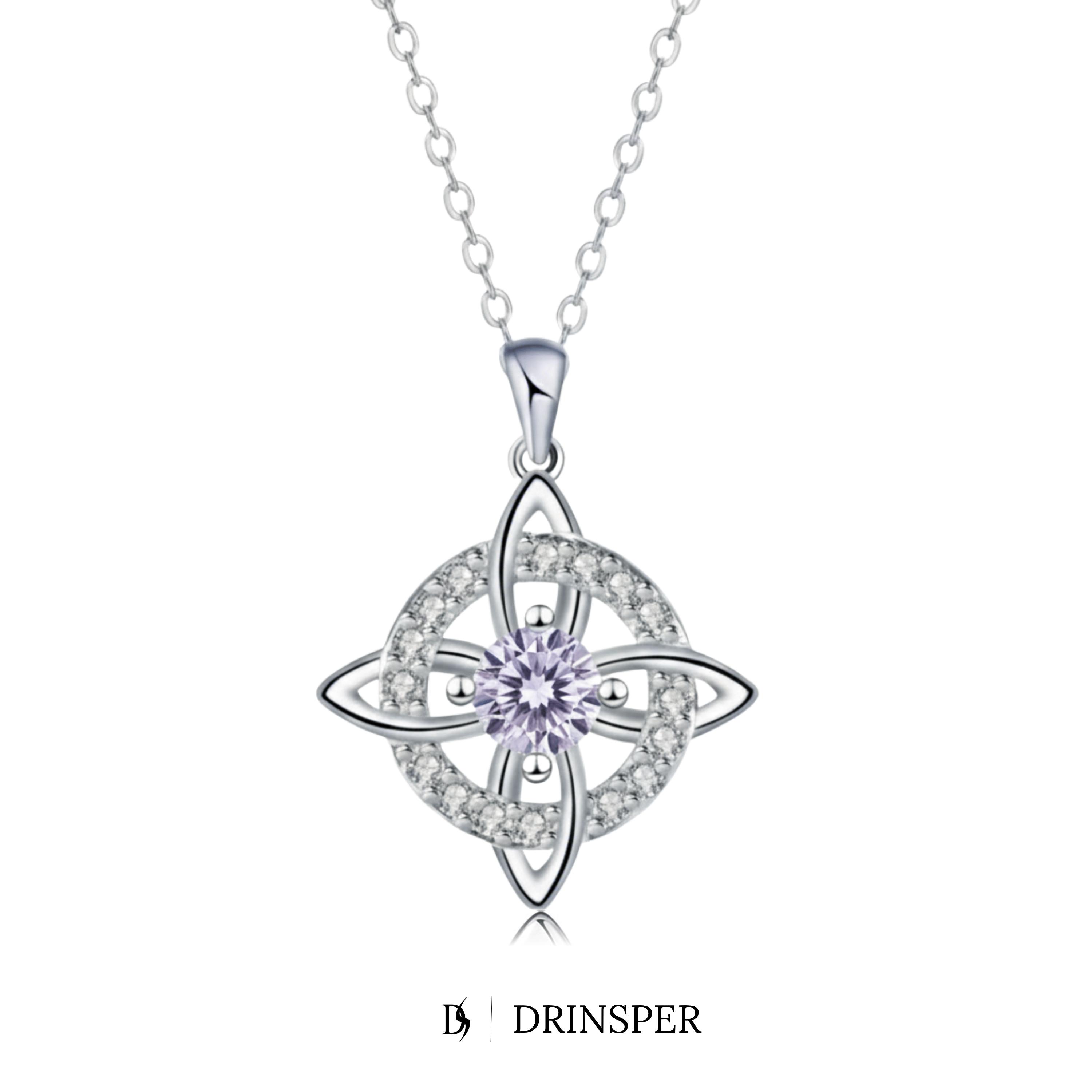 Drinsper Witches Knot Pendant Necklace for Women Girls Birthstone By Month Zirconia Hecate Dark Goddess of Witched Celtic Knot Design Tetragrammaton Collar De Amuleto De Protecion Pendientes Wiccan Pagan Fashion Jewelry Accessory Chrismas Gift for Mom