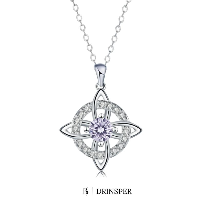 Drinsper Witches Knot Pendant Necklace for Women Girls Birthstone By Month Zirconia Hecate Dark Goddess of Witched Celtic Knot Design Tetragrammaton Collar De Amuleto De Protecion Pendientes Wiccan Pagan Fashion Jewelry Accessory Chrismas Gift for Mom