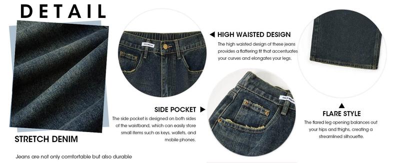 EMMIOL Women's Wide-Leg Loose Jeans, four-pocket design, zip fly, button closure, belt loops, relaxed fit - Women's Bottoms, Pants, Street Style, Comfortable