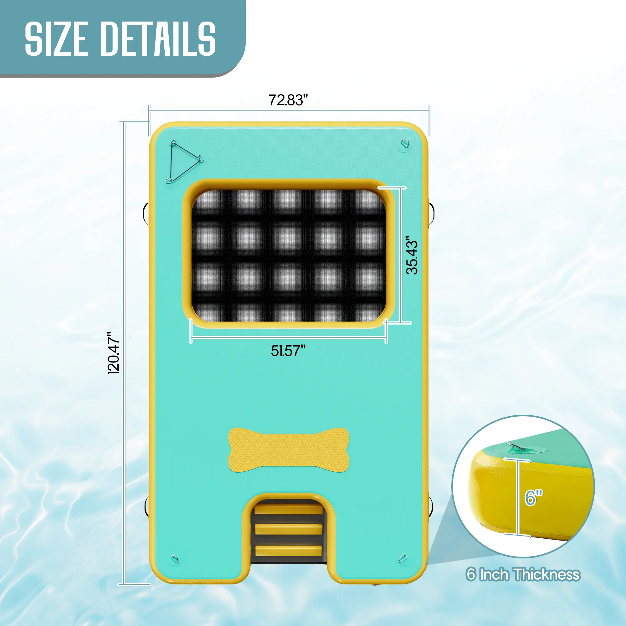 Yellow+Mint Green-Submerged Pool Mesh&Water Ladder