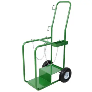 440lbs capacity Cylinder Cart,WELDING CYLINDER HAND TRUCK,Large Dual Oxygen Tank 9.5" Cart Dolly With 10-Inch Pneumatic Wheels, Green Color