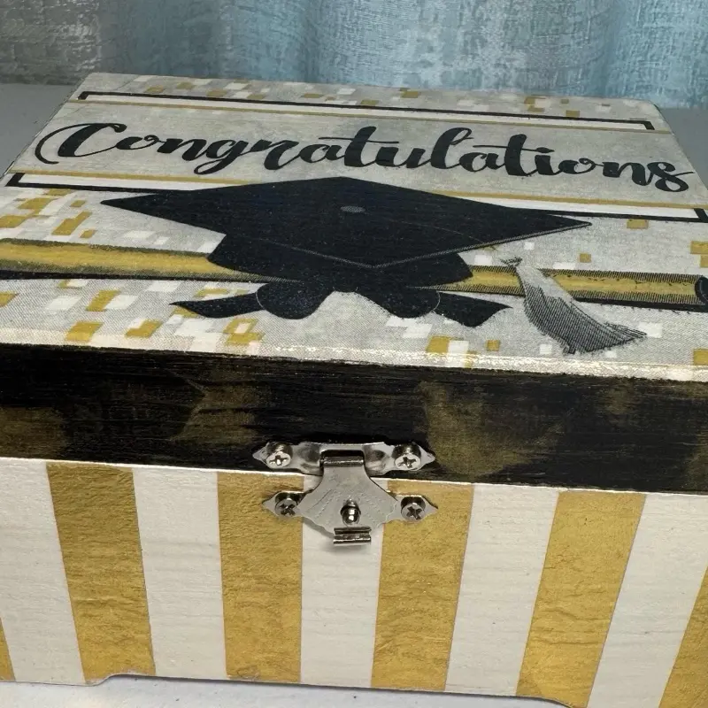 Handmade Decoupage Graduation Keepsake Box – Storage & Gift Box
