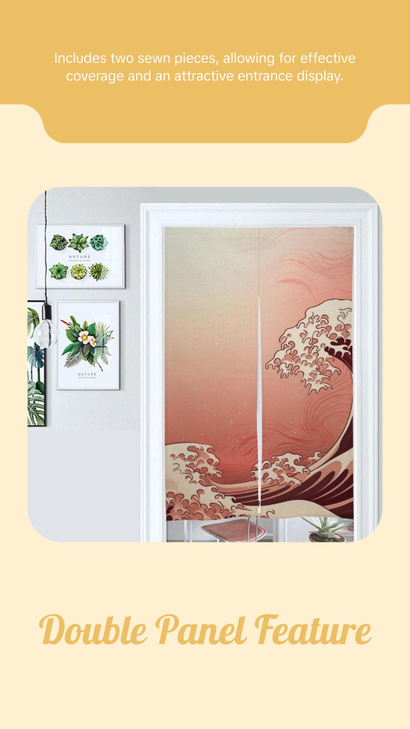 Japanese Noren, Japanese Door Curtain, Japanese Pattern Curtain, Japanese Waves curtain, Door Curtain, Room Divider, Japan Landscape Decor