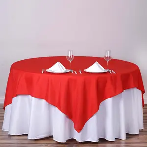 Polyester Square Table Overlay 70"x70" Red - Wrinkle-Resistant Table Topper