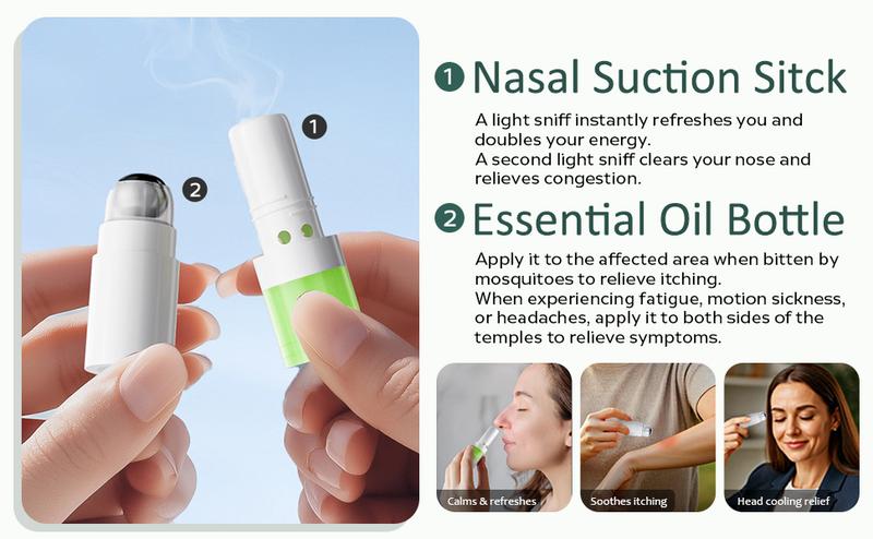 Palimder Mint Nasal Stick  with Peppermint Oil - Drug-Free Portable Nasal Inhaler for Sinus Relief & Mental Clarity Soothing Aromatherapy Stick for Adults & Students 1 Count Anti-fatigue anti-itching and mosquito bite prevention