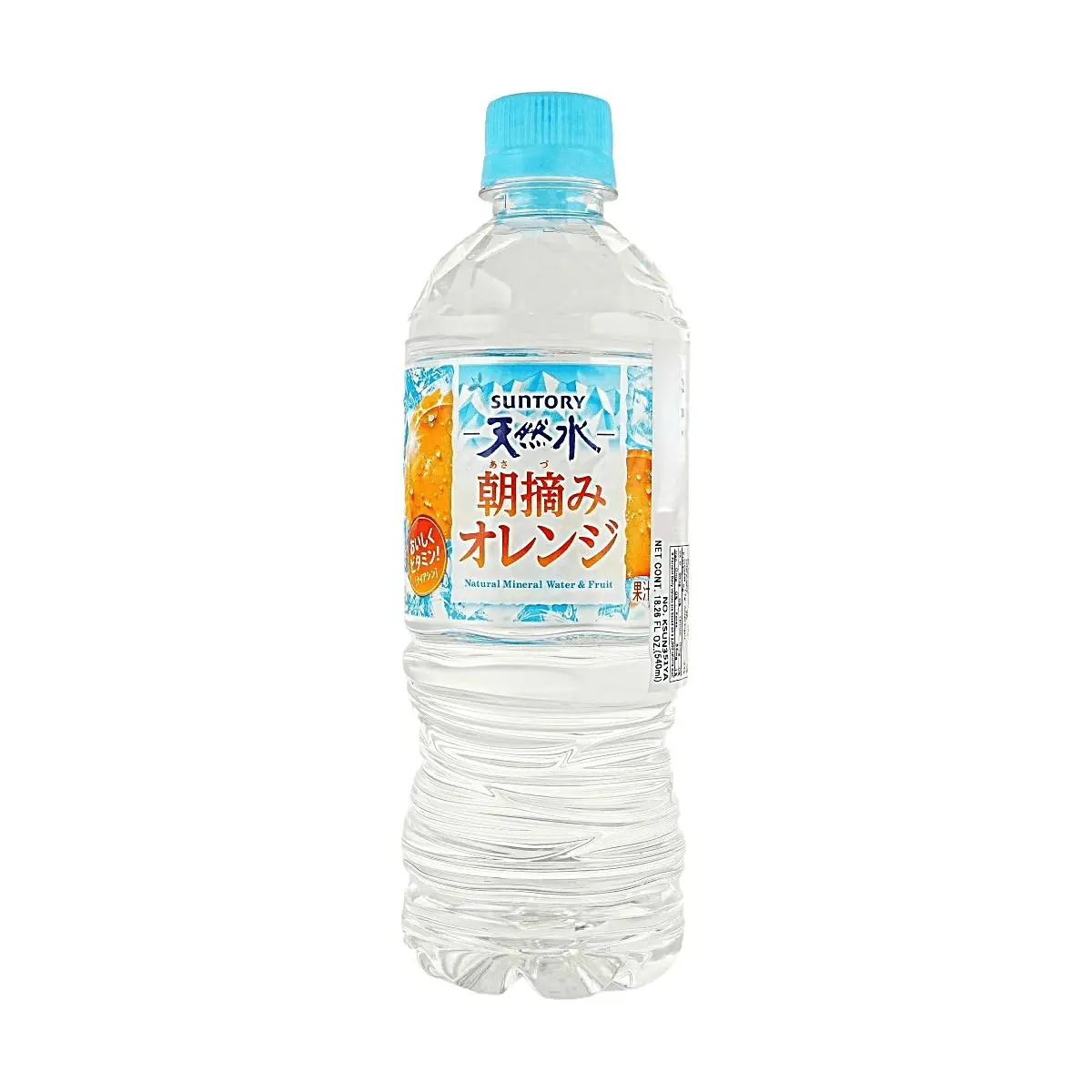 Suntory Natural Mineral Water with Morning Picked Orange Flavor - 540ml Bottle, Rich in Vitamin C for Daily Boost