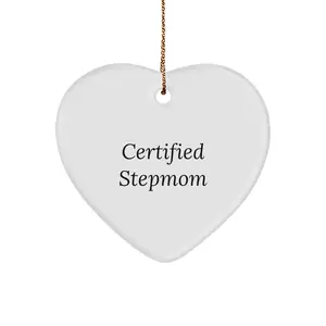 Funny Stepmom Gifts from Men, Heart Ornament for Women Stepmom, Christmas Unique Stepmom Ornaments