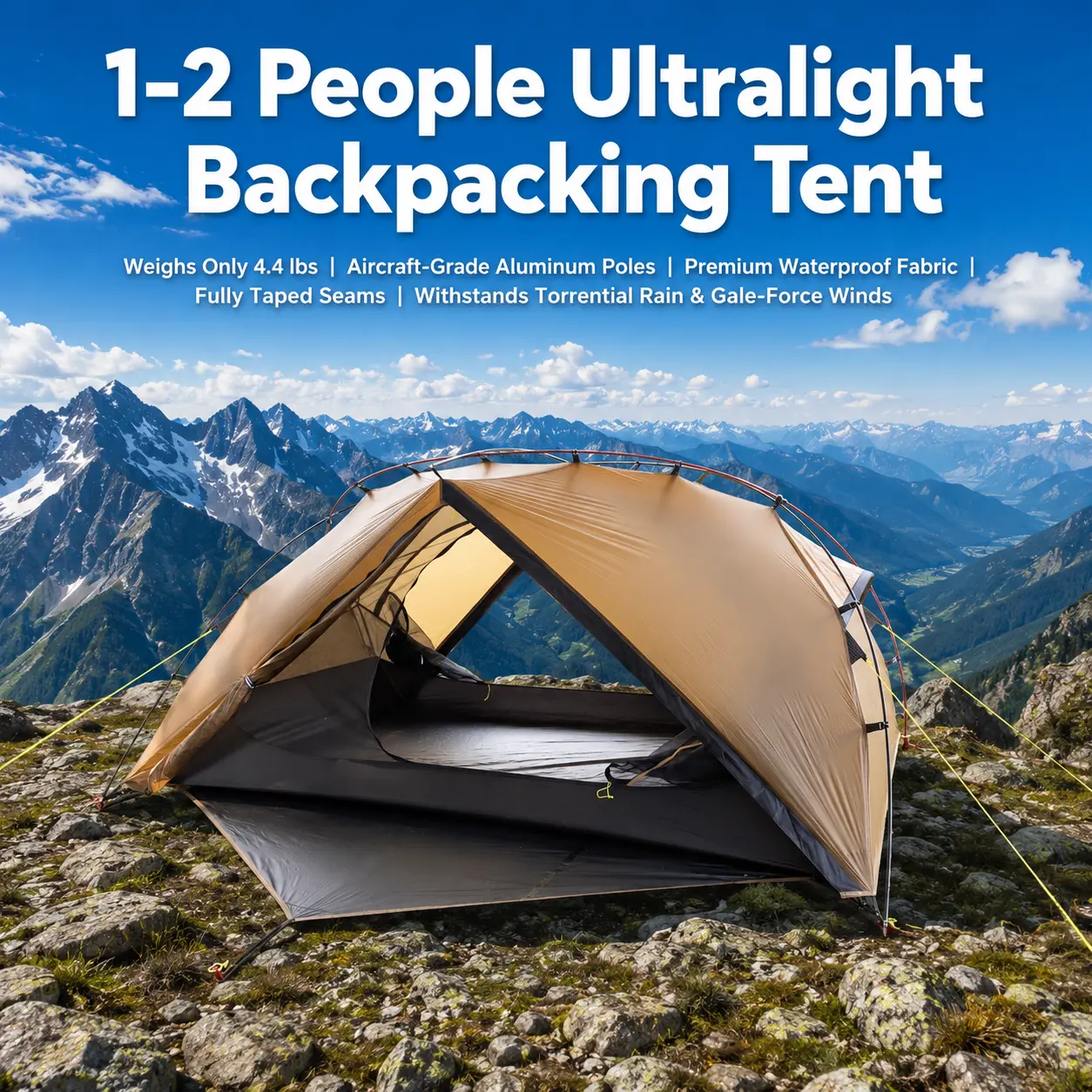 Night Cat Ultralight Compact Camping Tent - 1-3 Person, 4.4lbs, Aluminum Pole Frame, Breathable Waterproof Tent, Windproof, Footprint, Quick Setup, Synthetic for Outdoor Hiking, Camping Tent For 2 tiktokshopbacktoschool