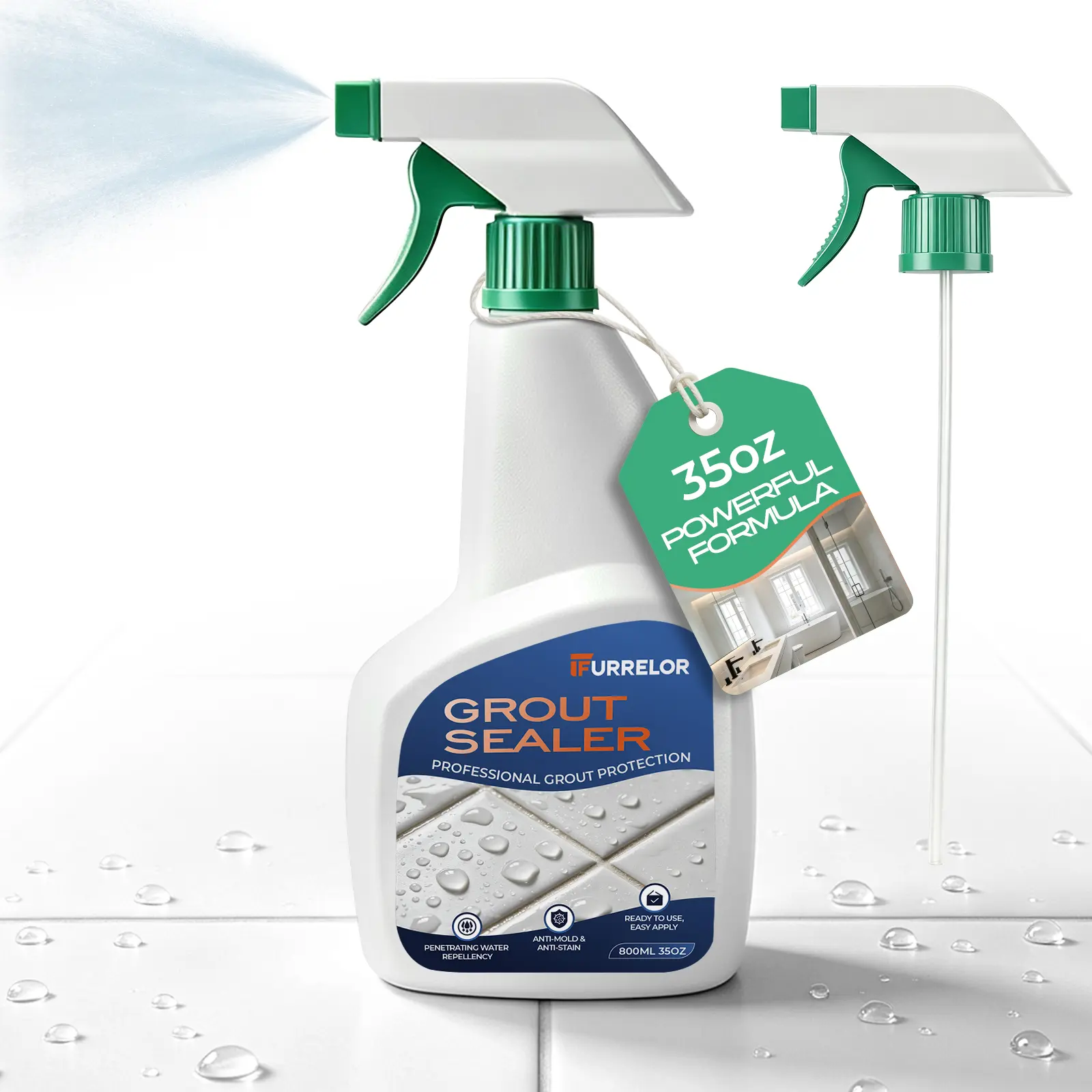 Water-Based Pain ,35oz Waterproof 100% Effective Tile Stain Proof | Grout Sealer Sealant for Shower Floor Kitchen,Tile Sealer Spray Long Lasting Clear Stone,Bathroom,Indoor & Outdoor