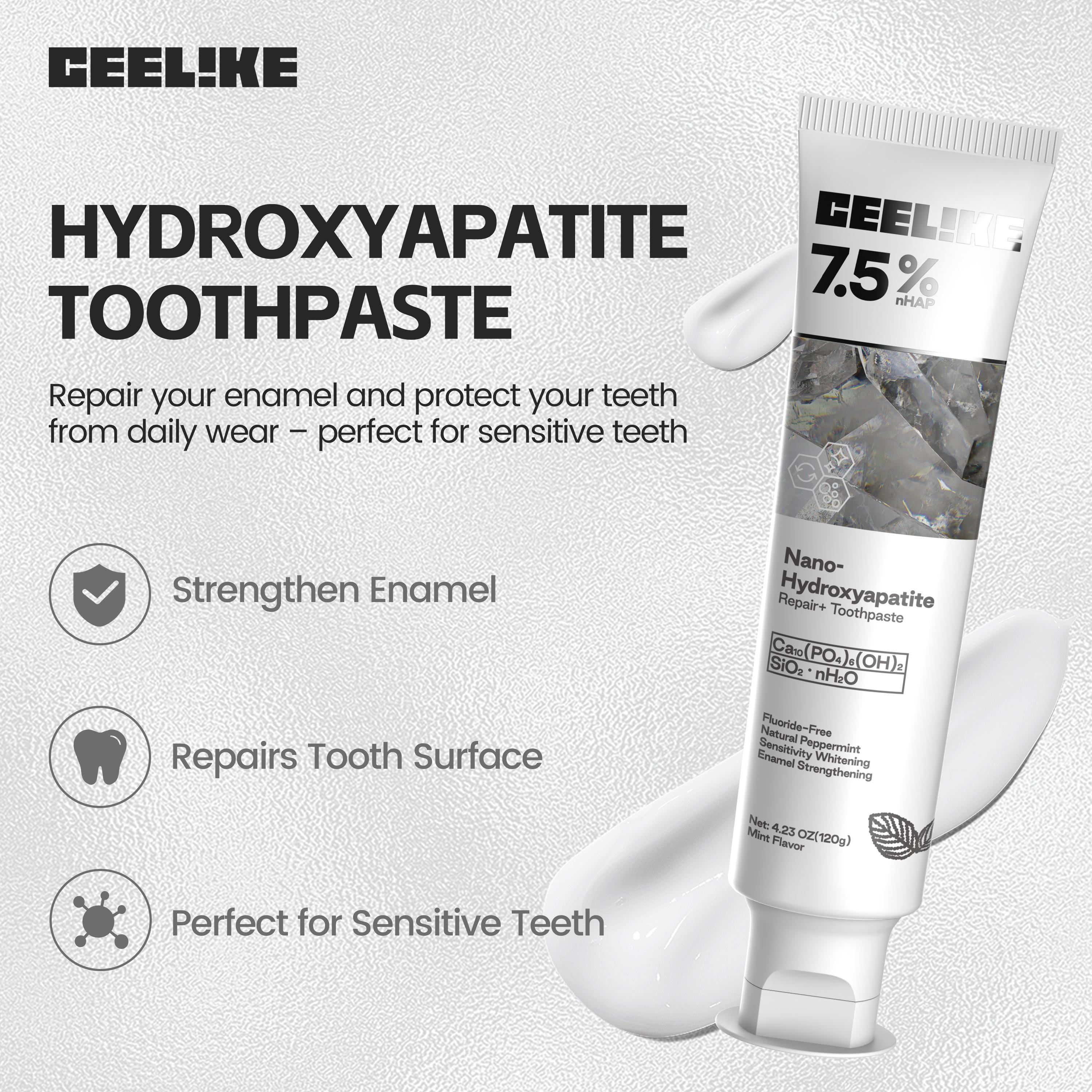 CEELIKE 2-Piece Oral Care Toothpaste Set – Lysozyme Toothpaste to Remove Yellow Stains, nHAP Solid Toothpaste to Repair Teeth, Convenient and Portable