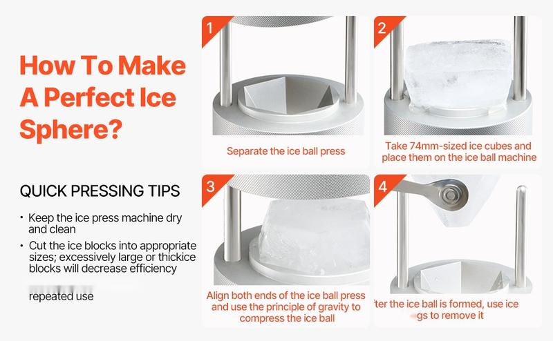 Ice Diamond Press Ice Ball Maker Kit 2.4-Inch Diamond Ice Press For Whiskey Cocktails And Bourbon, Round Ice Sphere Ball Maker, Bar Tool Accessory, Durable Stainless Steel Ice Maker For Home Bar And Entertaining